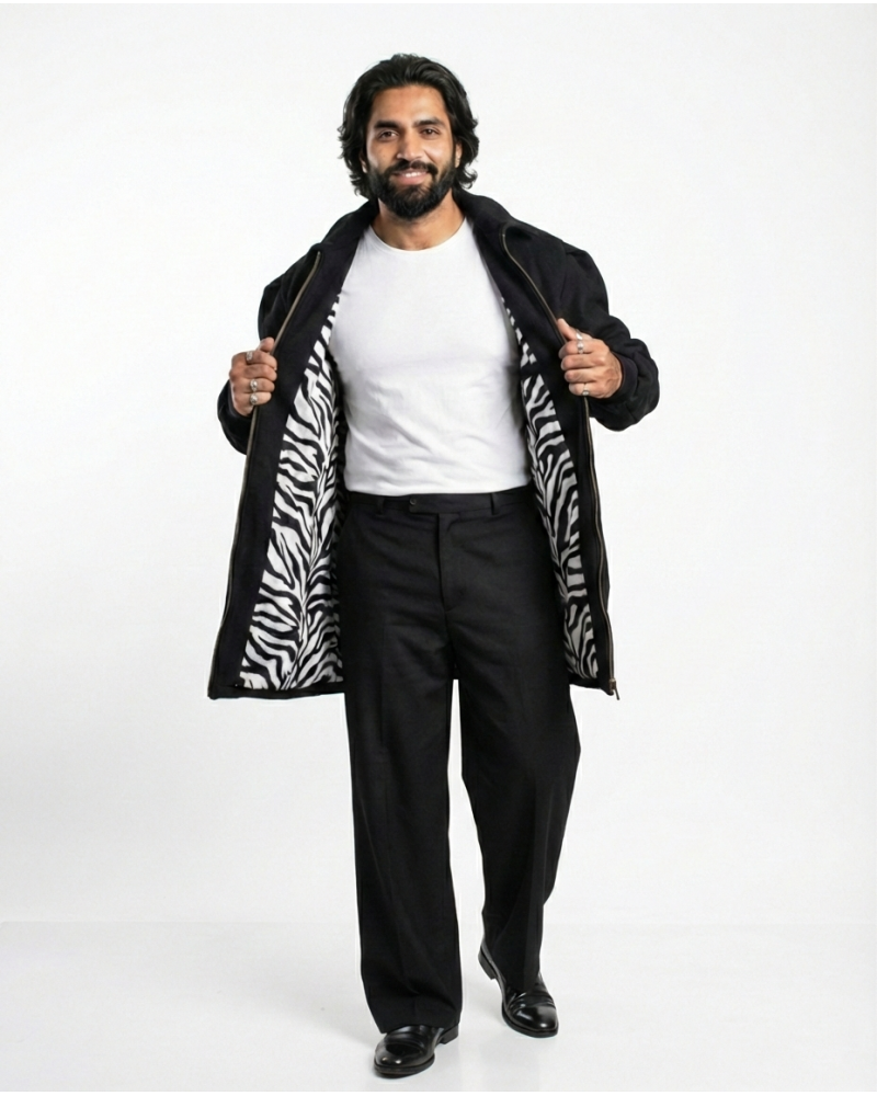 Kaschmir Kurzmantel mit Fakefur Innenfutter