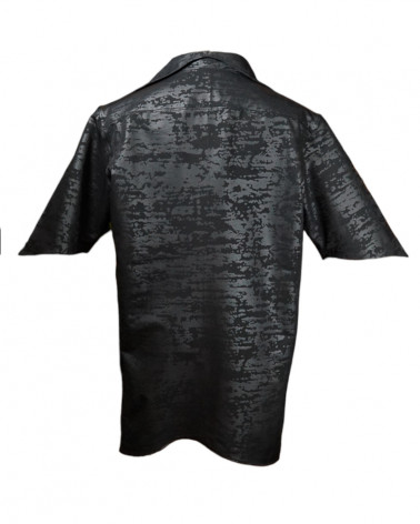 Schwarzes Kurzarm Stretchhemd mit Print
