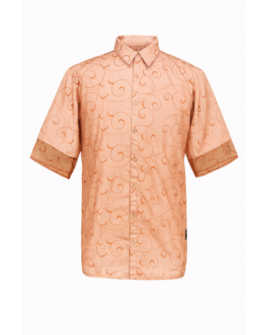 Braunes Hemd mit Chiffonbesatz