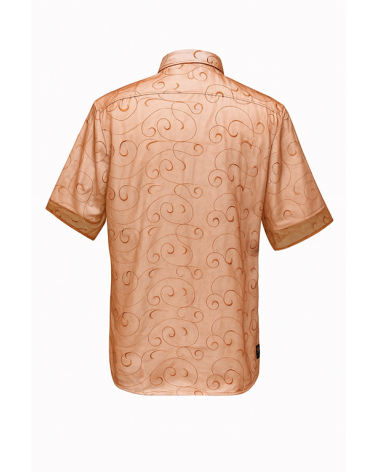 Braunes Hemd mit Chiffonbesatz