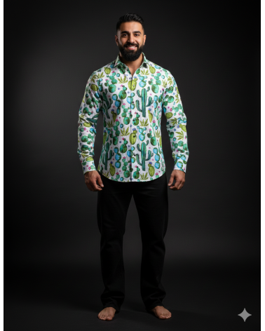 Baumwollhemd mit Kaktusprint