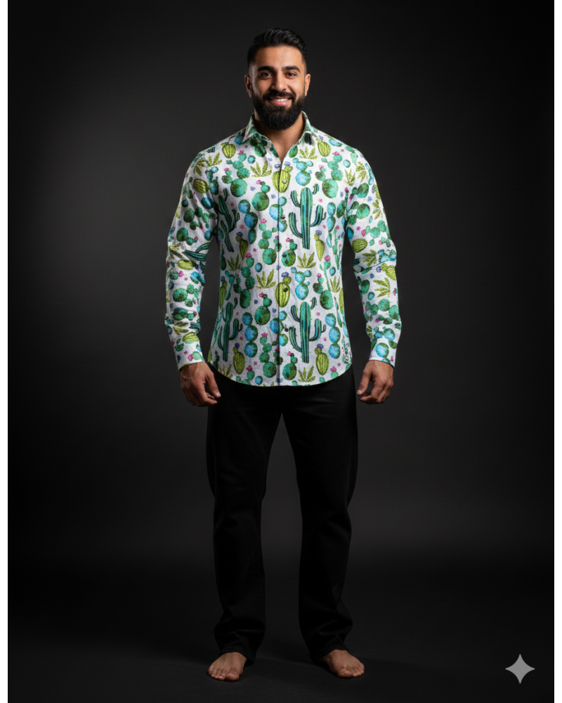 Baumwollhemd mit Kaktusprint